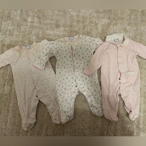 Kissy Kissy Set of 3 Footie Pajamas Bundle 0-3 months